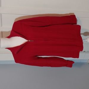 Christopher & Banks red zip front long sleeve sweater